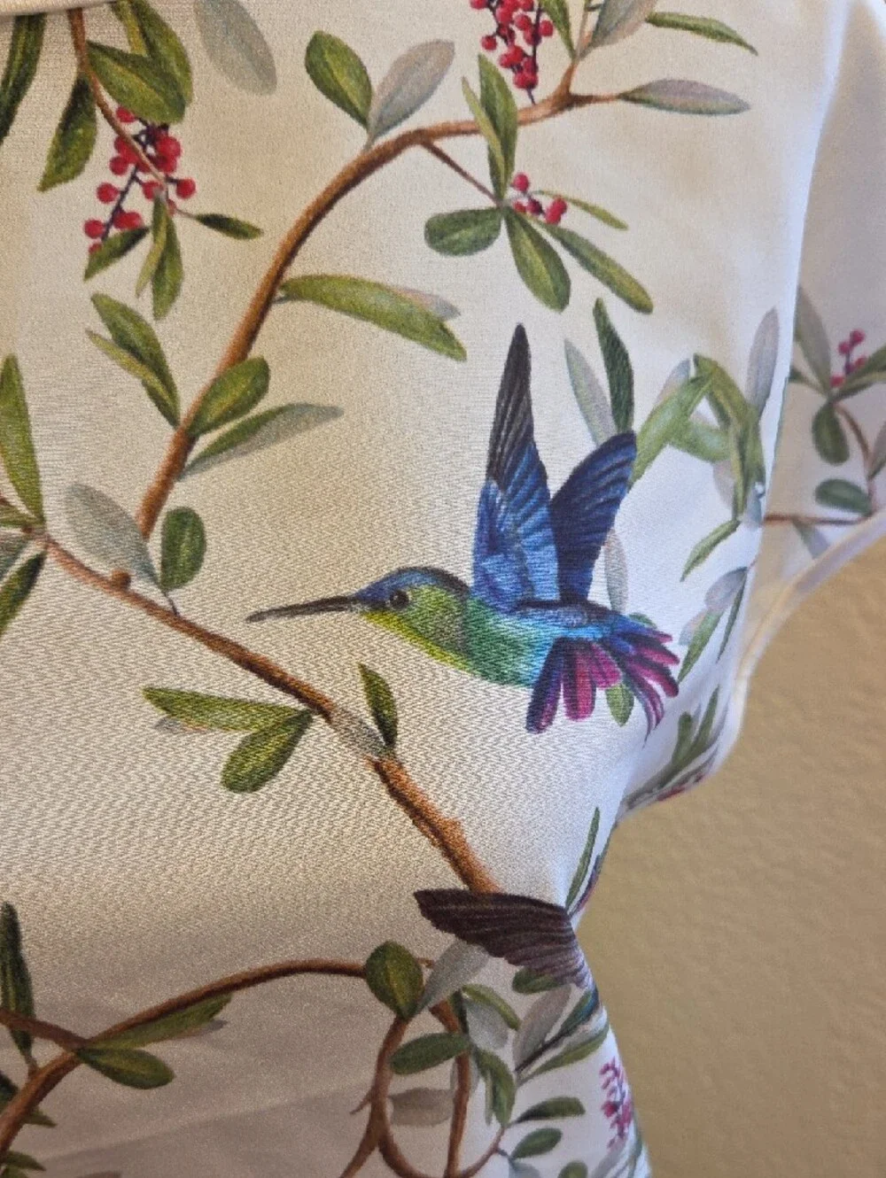 Ted Baker White Hummingbird & Floral Print Short Sleeve Blouse - Picture 2 of 4